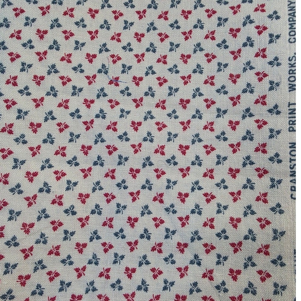 Cranston Print Works Fabric Red Blue Leaf Print Cotton 42" x 2/3 Yard
